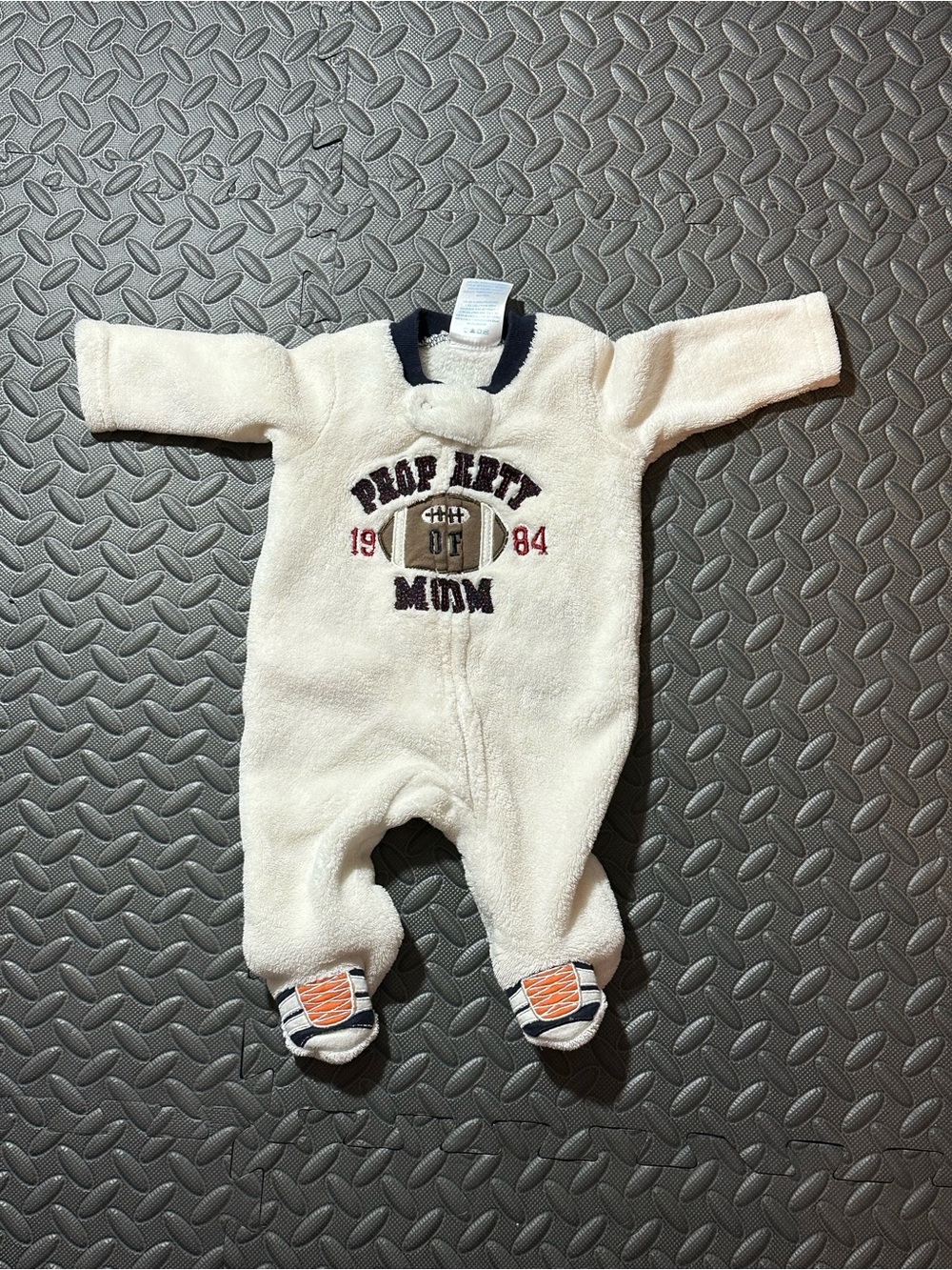 Plush Ivory 'Property Mom' Footed One-Piece size: newborn